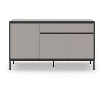 PEGANE Buffet, Commode de Rangement avec 3 Portes et 1 tiroir Aspect Bois Coloris crème, Pieds en métal Noir - Longueur 140 x Profondeur 40 x Hauteur 80 cm