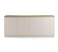 PEGANE Buffet, Commode de Rangement avec 4 Portes Aspect Bois Coloris chêne, Blanc - Longueur 201 x Profondeur 40,1 x Hauteur 84,40 cm