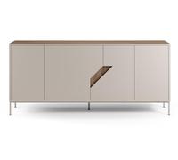 PEGANE Buffet, Commode de Rangement avec 4 Portes Aspect Bois Coloris chêne, crème - Longueur 180 x Profondeur 40 x Hauteur 80 cm