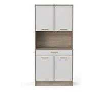 PEGANE Buffet de Cuisine Coloris chêne kronberg, Blanc - Longueur 83,3 x Hauteur 176,1 x Profondeur 40 cm