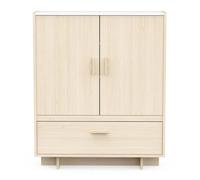 PEGANE Buffet Haut Meuble de Rangement 2 Portes 1 tiroir Couleur chêne Clair/marbre - Largeur 114,4 x Profondeur 39,4 x Hauteur 138,1 cm