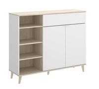 PEGANE Buffet Meuble de Cuisine Coloris Blanc/Naturel - Longueur 119 x Profondeur 40 x Hauteur 102 cm