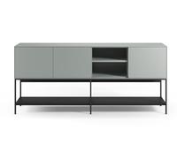PEGANE Buffet, Meuble de Rangement Aspect Bois avec 3 Portes Coloris Vert, Pieds en métal Noir - Longueur 180 x Profondeur 40 x Hauteur 80 cm