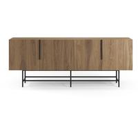 PEGANE Buffet, Meuble de Rangement Aspect Bois Coloris chêne et Pieds en métal Noir - Longueur 200 x Profondeur 40 x Hauteur 77,90 cm