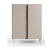 PEGANE Buffet, Meuble de Rangement avec 2 Portes Aspect Bois Coloris crème, chêne et Pieds en métal - Longueur 90 x Profondeur 40,50 x Hauteur 120 cm