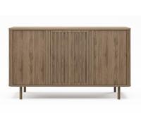 PEGANE Buffet, Meuble de Rangement avec 3 Portes Aspect Bois Coloris chêne - Longueur 137,70 x Profondeur 40 x Hauteur 80,40 cm