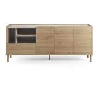 PEGANE Buffet, Meuble de Rangement avec 3 Portes et 1 tiroir Aspect Bois Coloris chêne- Longueur 180 x Profondeur 44 x Hauteur 75,50 cm