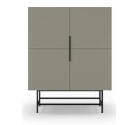 PEGANE Buffet, Meuble de Rangement avec 4 Portes Aspect Bois Coloris Vert, Pieds en métal Noir - Longueur 100 x Profondeur 40 x Hauteur 128 cm