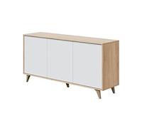 PEGANE Buffet Meuble de Rangement en mélamine Coloris chêne Canadianblanc artik - Hauteur 75 x Longueur 154 cm x Profondeur 40 cm
