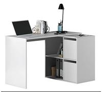 PEGANE Bureau avec 2 niches et 2 Portes Coloris Blanc Artik en MDF - Longueur 120 x Profondeur 77 x Hauteur 74 cm