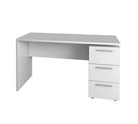 Bureau avec 3 tiroirs coloris Blanc Artik - 74 x 138 x 60 cm -PEGANE- Blanc Artik