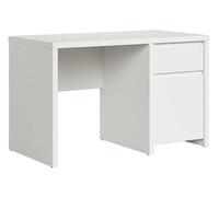 PEGANE Bureau avec Rangement 1 Porte et 1 tiroir, Coloris Blanc/Blanc Mat - Longueur 120 x Largeur 65 x Hauteur 77 cm