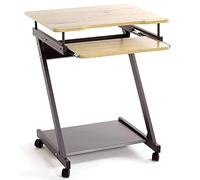Bureau / chariot d'ordinateur en acier anthracite et MDF coloris chêne - Longueur 60 x Hauteur 76 x Profondeur 49 cm --