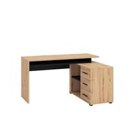 PEGANE Bureau d'angle avec Rangement Couleur chêne Artisan/Noir - Longueur 137,5 x Profondeur 101,5 x Hauteur 75cm
