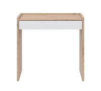 PEGANE Bureau en mélaminé Coloris Blanc artik et chêne - Hauteur 81 x Longueur 77 cm x Profondeur 40 cm