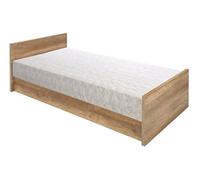 PEGANE Cadre de lit Enfant 1 Place 90x200 Coloris Chêne/Gris Motif écriture - Longueur 205,5 x Largeur 93 x Hauteur 45-65 cm