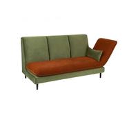 Canapé 3 Places Design L'échappée en velours, coloris vert/teracotta - Longueur 196 x Profondeur 90 x Hauteur 90 cm - -