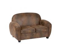 PEGANE Canapé Banquette 2 Places Aspect Cuir Vieilli Marron - Longueur 133 x Profondeur 80,5 x Hauteur 79 cm