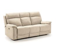 PEGANE Canapé de 3 Places, 2 Relax électriques en Tissu Couleur Ivoire - Longueur 192 x Profondeur 87 x Hauteur 99 cm