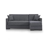 PEGANE Canapé-lit Sofa modulable Gris avec méridienne - Longueur 204 x Largeur 140 x Hauteur 80 cm