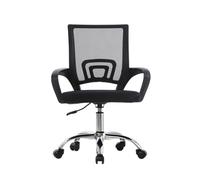 PEGANE Chaise de Bureau Noire avec Dossier et accoudoirs en Maille, roulettes en métal - Longueur 49 x Hauteur 92 x Profondeur 50 cm