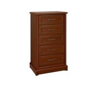 PEGANE Chiffonier Commode Meuble de Rangement à 5 tiroirs, Couleur châtaigne - Longueur 61,5 x Profondeur 45 x Hauteur 108,5 cm