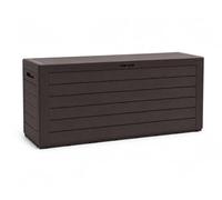 PEGANE Coffre de Rangement d'extérieur avec poignées encastrées pour Jardin Terrasse Balcon Piscine Coloris Effet Bois capacité 280L - Longueur 116 x Largeur 44 x Hauteur 55 cm