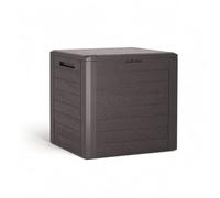 PEGANE Coffre de Rangement d'extérieur avec poignées encastrées pour Jardin Terrasse Balcon Piscine Coloris Effet Bois capacité 140L - Longueur 59 x Largeur 46 x Hauteur 55 cm
