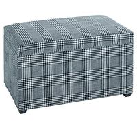 PEGANE Coffre de Rangement en MDF et Tissu Coloris Noir-Blanc - Longueur 65 x Hauteur 42 x Profondeur 40 cm