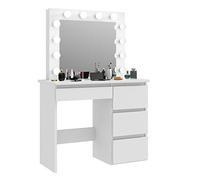 Coiffeuse avec 4 tiroirs et miroir LED coloris blanc - H75 x L94 x P43 cm --