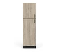 PEGANE Colonne de Cuisine 2 Portes Coloris chêne kronberg, Noir Mat - Longueur 60 x Hauteur 206,90 x Profondeur 60 cm