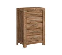 PEGANE Commode à 5 tiroirs Meuble de Rangement, Coloris Chêne Stirling - Longueur 70 x Profondeur 45 x Hauteur 110 cm