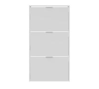 PEGANE Commode à Chaussures en Bois de 3 Portes Coloris Blanc Brillant - Dim : 113 x 60 x 22 cm