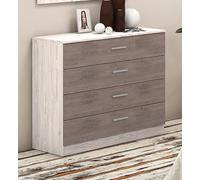 Commode avec 4 tiroirs coloris pin andersen, pin gris - Longueur 100 x profondeur 40 x hauteur 84 cm