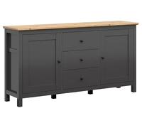 PEGANE Commode Buffet à 2 Portes et 3 tiroirs, Coloris Gris Graphite/Chêne Artisan - Longueur 186 x Profondeur 44 x Hauteur 96 cm