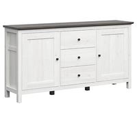 PEGANE Commode Buffet à 2 Portes et 3 tiroirs, Coloris Gris Mélèze Clair/Pin larico - Longueur 186 x Profondeur 44 x Hauteur 96 cm