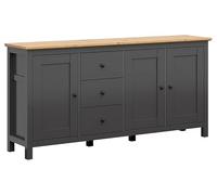 PEGANE Commode Buffet à 3 Portes et 3 tiroirs, Coloris Gris Graphite/Chêne Artisan - Longueur 199 x Profondeur 44 x Hauteur 96 cm
