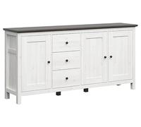 PEGANE Commode Buffet à 3 Portes et 3 tiroirs, Coloris Gris Mélèze Clair/Pin larico - Longueur 199 x Profondeur 44 x Hauteur 96 cm