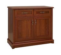 PEGANE Commode Buffet Meuble de Rangement à 2 Portes et 2 tiroirs, Couleur châtaigne - Longueur 101 x Profondeur 45 x Hauteur 90,5 cm