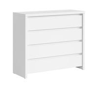 PEGANE Commode Buffet Meuble de Rangement à 4 tiroirs, Coloris Blanc/Blanc Mat - Longueur 105 x Profondeur 40,5 x Hauteur 92 cm