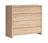 PEGANE Commode Buffet Meuble de Rangement à 4 tiroirs, Coloris chêne Sonoma - Longueur 105 x Profondeur 40,5 x Hauteur 92 cm