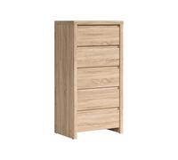 PEGANE Commode Chiffonier à 5 tiroirs Meuble de Rangement, Coloris chêne Sonoma - Longueur 56 x Profondeur 40,5 x Hauteur 112,5 cm