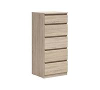 PEGANE Commode Chiffonnier à 5 tiroirs Meuble de Rangement, Coloris chêne Sonoma - Longueur 50 x Profondeur 45 x Hauteur 115 cm