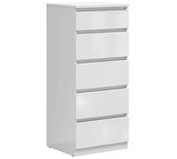 PEGANE Commode Chiffonnier de Rangement à 5 tiroirs Coloris Blanc Brillant - Longueur 50 x Profondeur 45 x Hauteur 115 cm