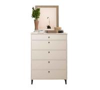 Commode Chiffonnier Meuble de rangement avec 5 tiroirs coloris Blanc - Hauteur 115 x Longueur 82 x profondeur 48 cm - -
