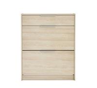 PEGANE Commode Meuble à Chaussures 2 abattants 24 Paires Couleur chêne - Largeur 82,6 x Profondeur 29,4 x Hauteur 100,6 cm