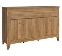PEGANE Commode Meuble de Rangement à 3 Portes et 3 tiroirs à Fermeture Soft-Close Coloris Mélèze doré - Longueur 156 x Profondeur 47 x Hauteur 98 cm