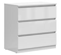 PEGANE Commode Meuble de Rangement à 3 tiroirs Coloris Blanc Brillant - Longueur 75 x Profondeur 45 x Hauteur 75,5 cm