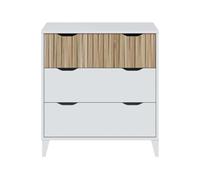 PEGANE Commode Meuble de Rangement avec 3 tiroirs Coloris Blanc/chêne - Longueur 70,5 X Profondeur 40 X Hauteur 76 cm