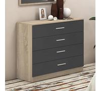 PEGANE Commode, Meuble de Rangement Coloris chêne Cambrian, Graphite - Longueur 100 x Profondeur 40 x Hauteur 84 cm